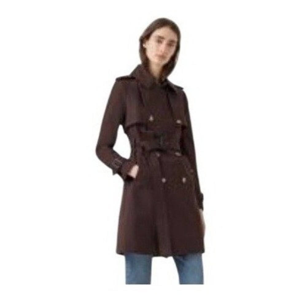 Club Monaco Matie Trench Coat Espresso Brown Belt S